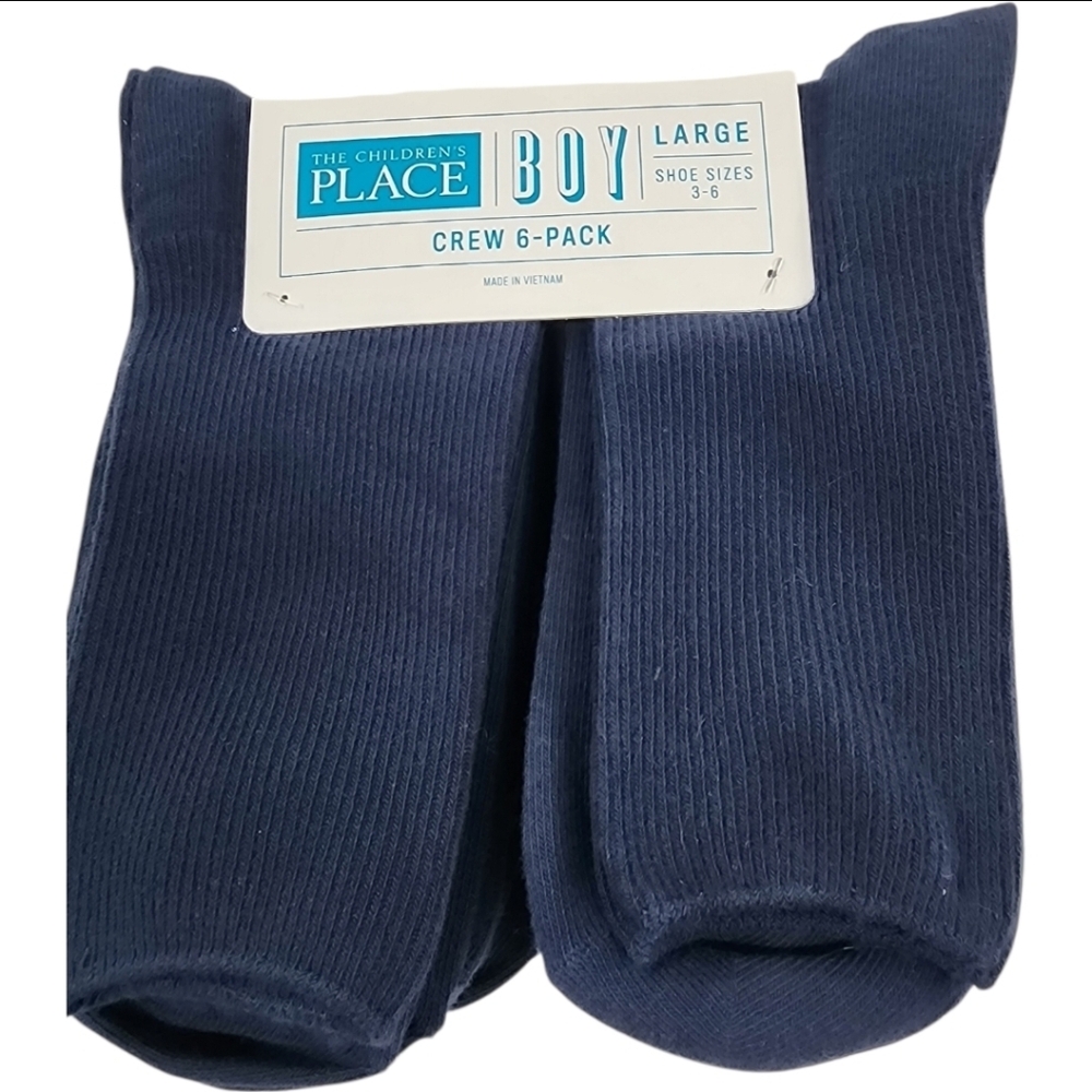 6pc Children's Place Navy Crew Socks, Size 3-6 *NWT*